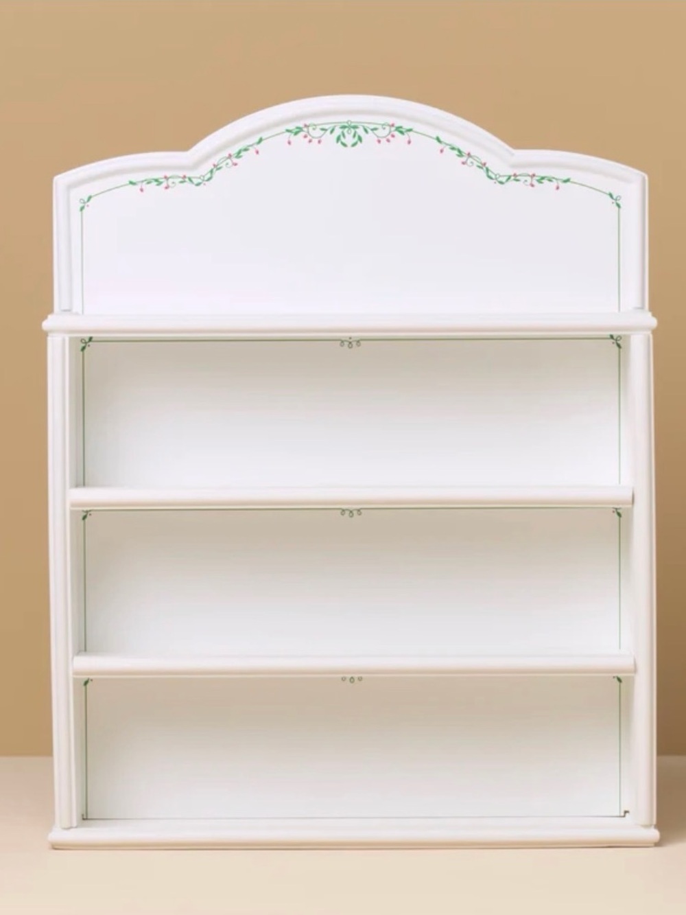 Lenox White Wall Display Shelf with Pink & Green Floral Trim